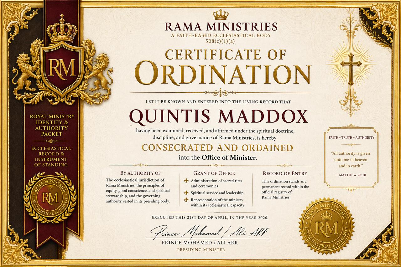 Certificate of Ordination