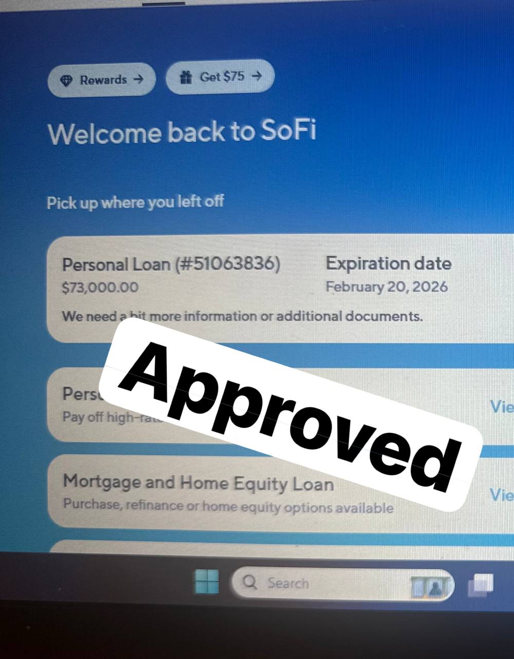 SoFi Personal Loan · Approved